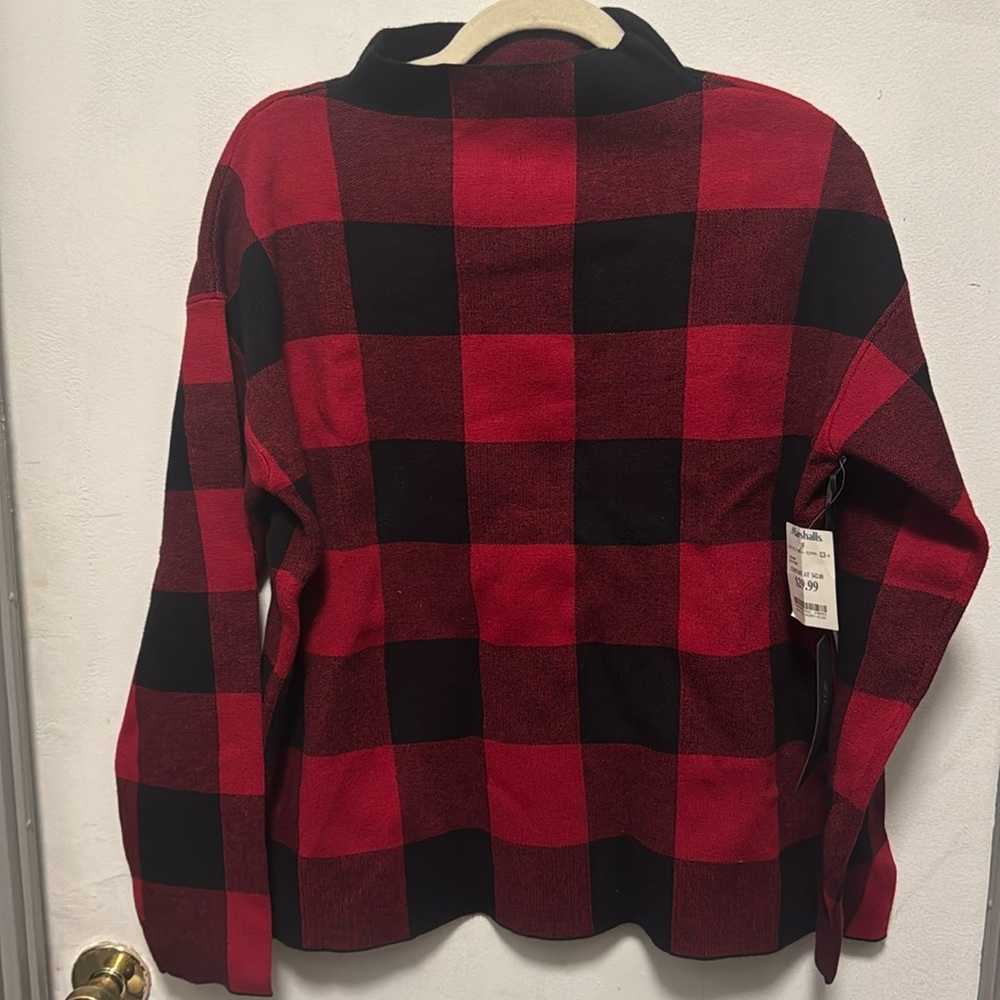 Black and Red checkered sweater, Rachel Zoe (size L)